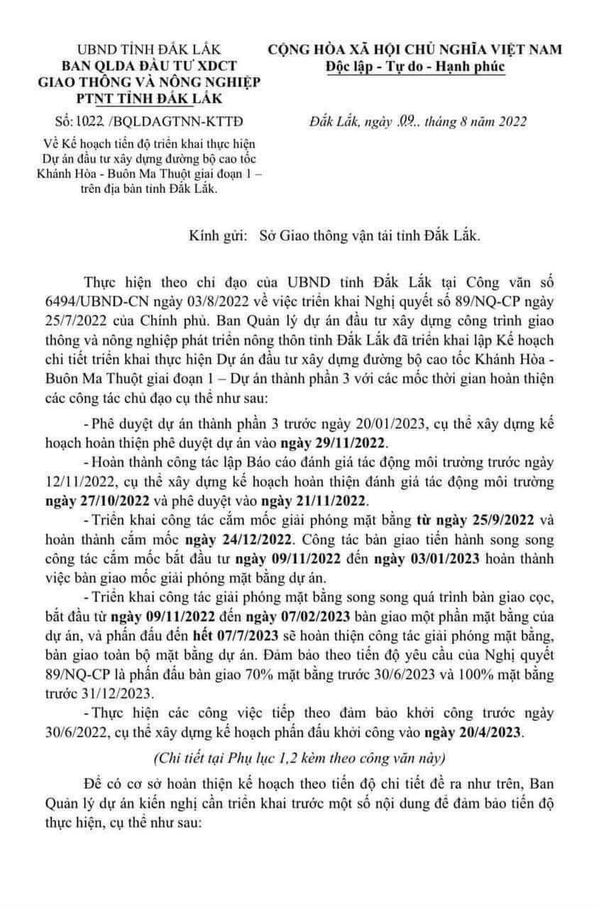 Dự án cao tốc Khánh Hòa - Buôn Ma Thuột