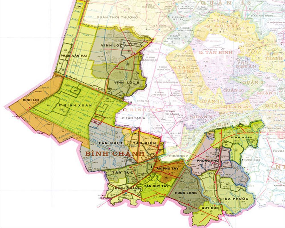 Bản đồ hành chính huyện Bình Chánh